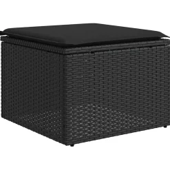 vidaXL Tuinkruk met kussen zwart 55x55x37 cm poly rattan