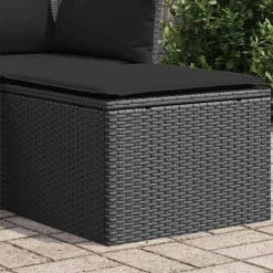 vidaXL Tuinkruk met kussen zwart 55x55x37 cm poly rattan