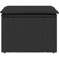 vidaXL Tuinkruk met kussen zwart 55x55x37 cm poly rattan