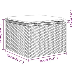 vidaXL Tuinkruk met kussen zwart 55x55x37 cm poly rattan