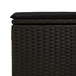 vidaXL Tuinkruk met kussen zwart 55x55x37 cm poly rattan