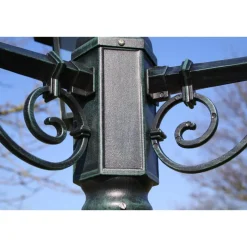 vidaXL Tuinlantaarn met 3 armen 215 cm aluminium donkergroen/zwart