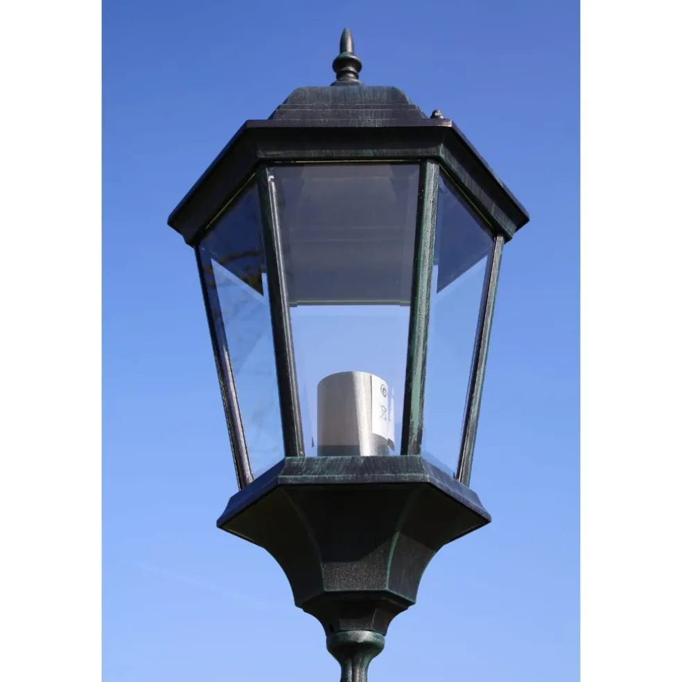 vidaXL Tuinlantaarn met 2 armen 230 cm aluminium donkergroen/zwart