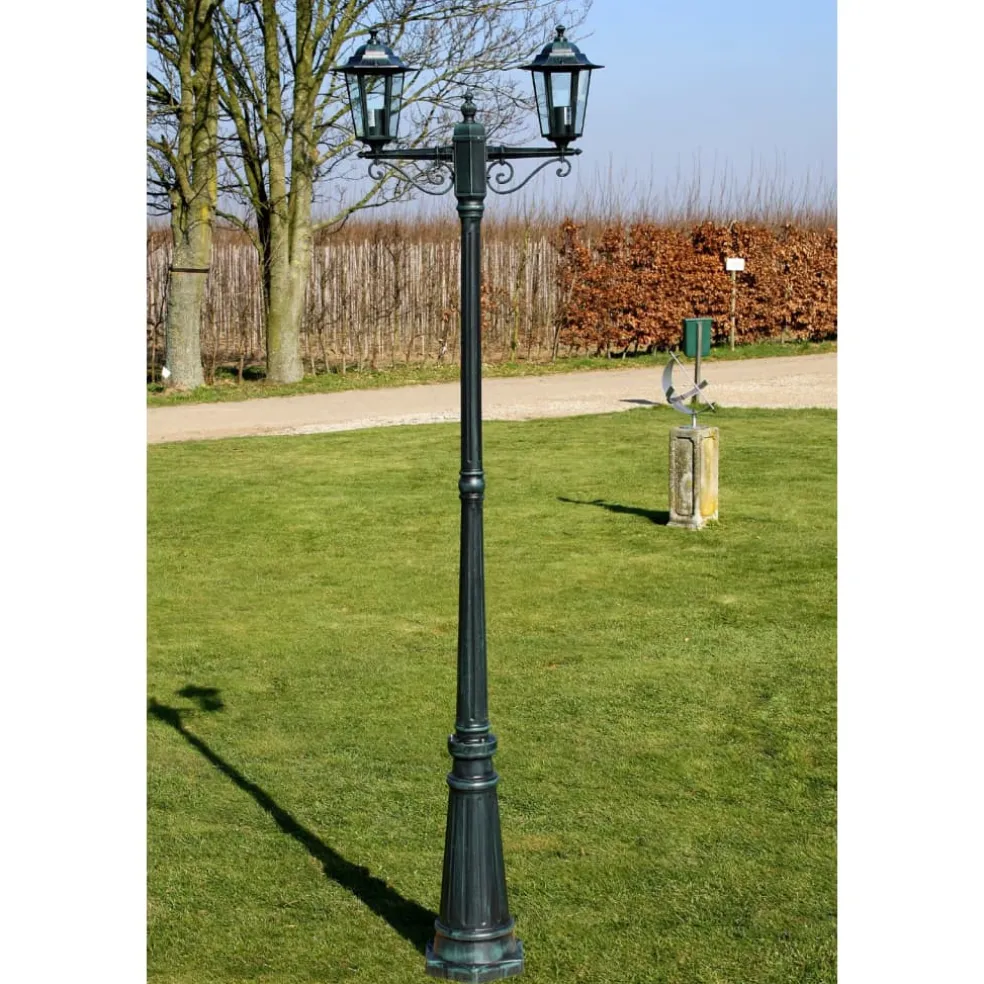vidaXL Tuinlantaarn Preston 2-arms 215 cm donkergroen