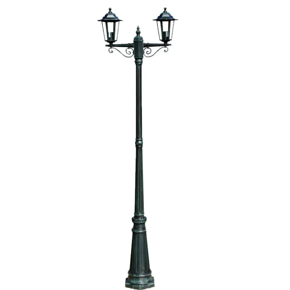 vidaXL Tuinlantaarn Preston 2-arms 215 cm donkergroen