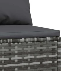 vidaXL Tuinmiddenbank met kussens 2 st poly rattan grijs