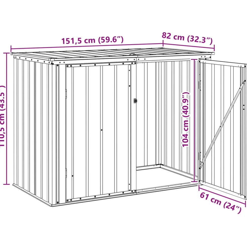 vidaXL Tuinopslagdoos Bruin 151,5 x 82 x 110,5 cm Staal