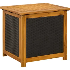 vidaXL Tuinopslagdoos 88 L Massief Acaciahout 60 x 50 x 56 cm Zwart