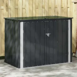 vidaXL Tuinopslagdoos Zwart 151,5 x 82 x 110,5 cm Staal