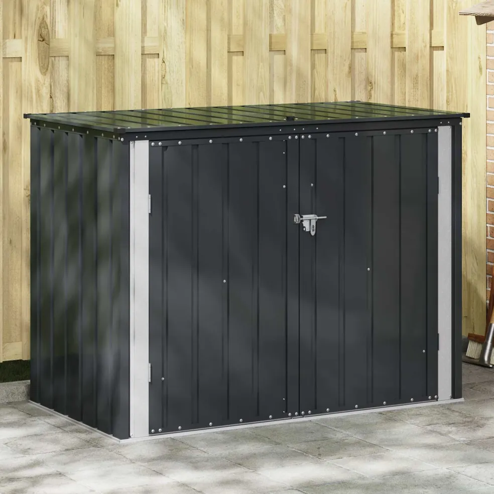 vidaXL Tuinopslagdoos Zwart 151,5 x 82 x 110,5 cm Staal