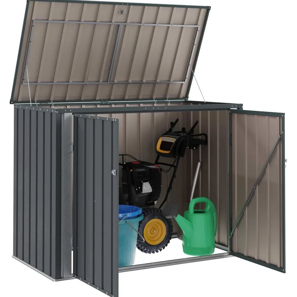 vidaXL Tuinopslagdoos Zwart 151,5 x 82 x 110,5 cm Staal