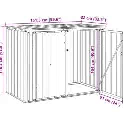 vidaXL Tuinopslagdoos Zwart 151,5 x 82 x 110,5 cm Staal