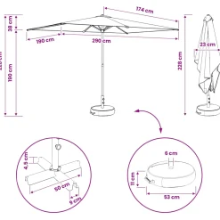 vidaXL Tuinparasol met Basis 200 x 300 cm Polyester Rechthoekig