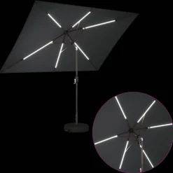 vidaXL Tuinparasol met LED-lampen en voet 200 x 300 cm Polyester