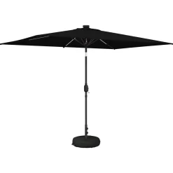 vidaXL Tuinparasol met LED-lampen en voet 200 x 300 cm Polyester Zwart