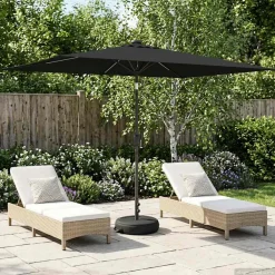 vidaXL Tuinparasol met LED-lampen en voet 200 x 300 cm Polyester Zwart