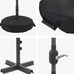 vidaXL Tuinparasol met LED-lampen en voet 200 x 300 cm Polyester Zwart