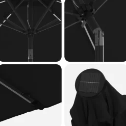 vidaXL Tuinparasol met LED-lampen en voet 200 x 300 cm Polyester Zwart