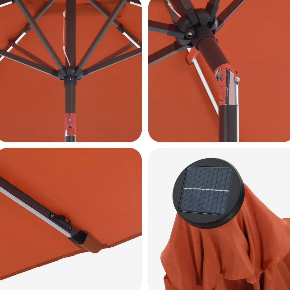 vidaXL Tuinparasol met LED-lampen en voet 200 x 300 cm Polyester