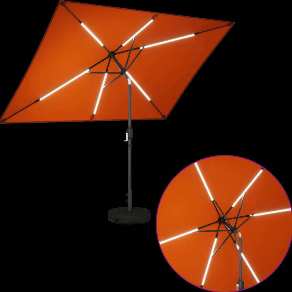vidaXL Tuinparasol met LED-lampen en voet 200 x 300 cm Polyester