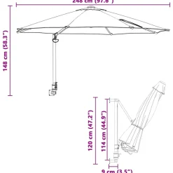 vidaXL Tuinparasol 248 x 248 x 148 cm Polyester en staal Terracotta