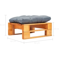 vidaXL Tuinpoef met grijs kussen pallet hout honingbruin