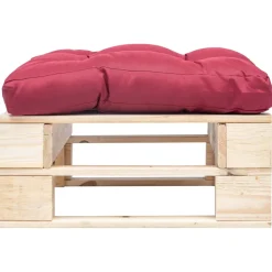 vidaXL Tuinpoef met rood kussen pallet hout naturel