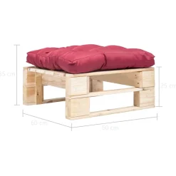 vidaXL Tuinpoef met rood kussen pallet hout naturel