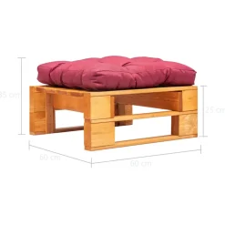 vidaXL Tuinpoef met rood kussen pallet hout honingbruin