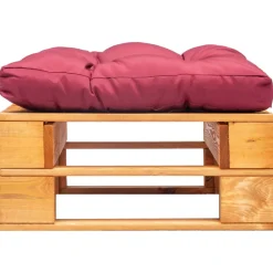 vidaXL Tuinpoef met rood kussen pallet hout honingbruin
