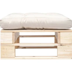 vidaXL Tuinpoef met zandkleurig kussen pallet hout naturel