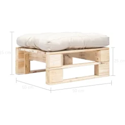 vidaXL Tuinpoef met zandkleurig kussen pallet hout naturel