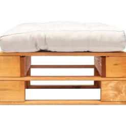 vidaXL Tuinpoef met zandkleurig kussen pallet hout honingbruin