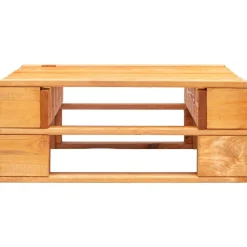 vidaXL Tuinpoef met zandkleurig kussen pallet hout honingbruin