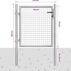 vidaXL Tuinpoort gegalvaniseerd staal 105x75 cm zilver