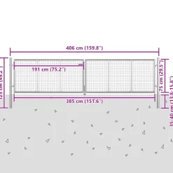 vidaXL Tuinpoort gegalvaniseerd staal 400x75 cm zilver