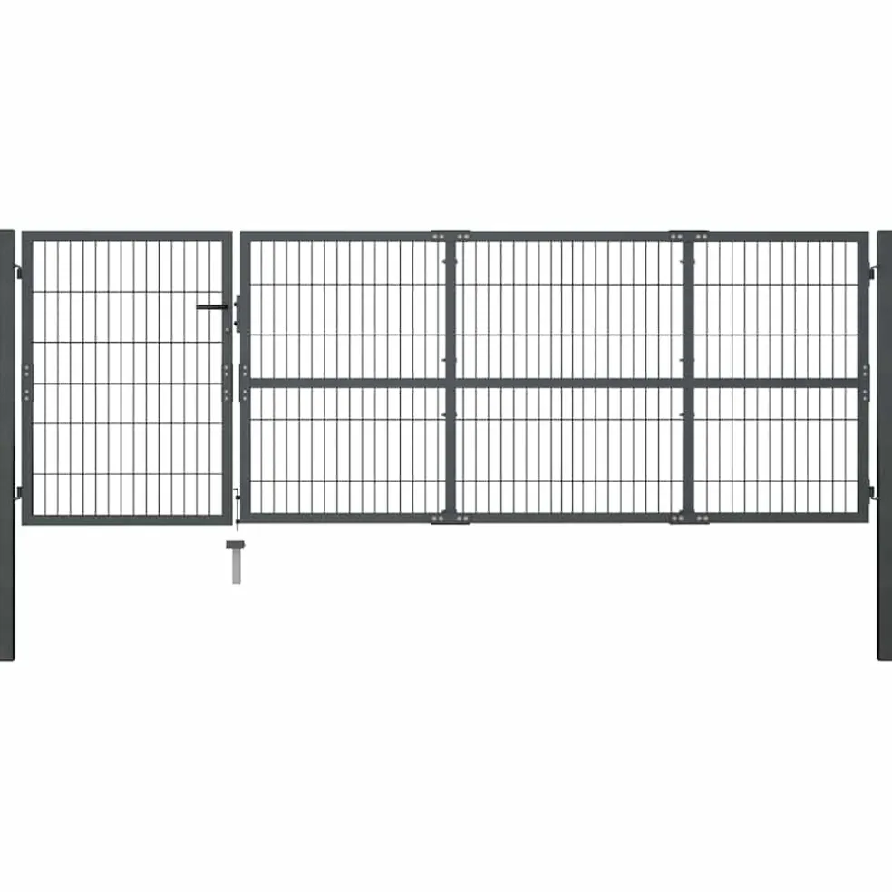 vidaXL Tuinpoort met palen staal 350x100 cm antraciet