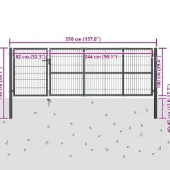 vidaXL Tuinpoort met palen staal 350x100 cm antraciet