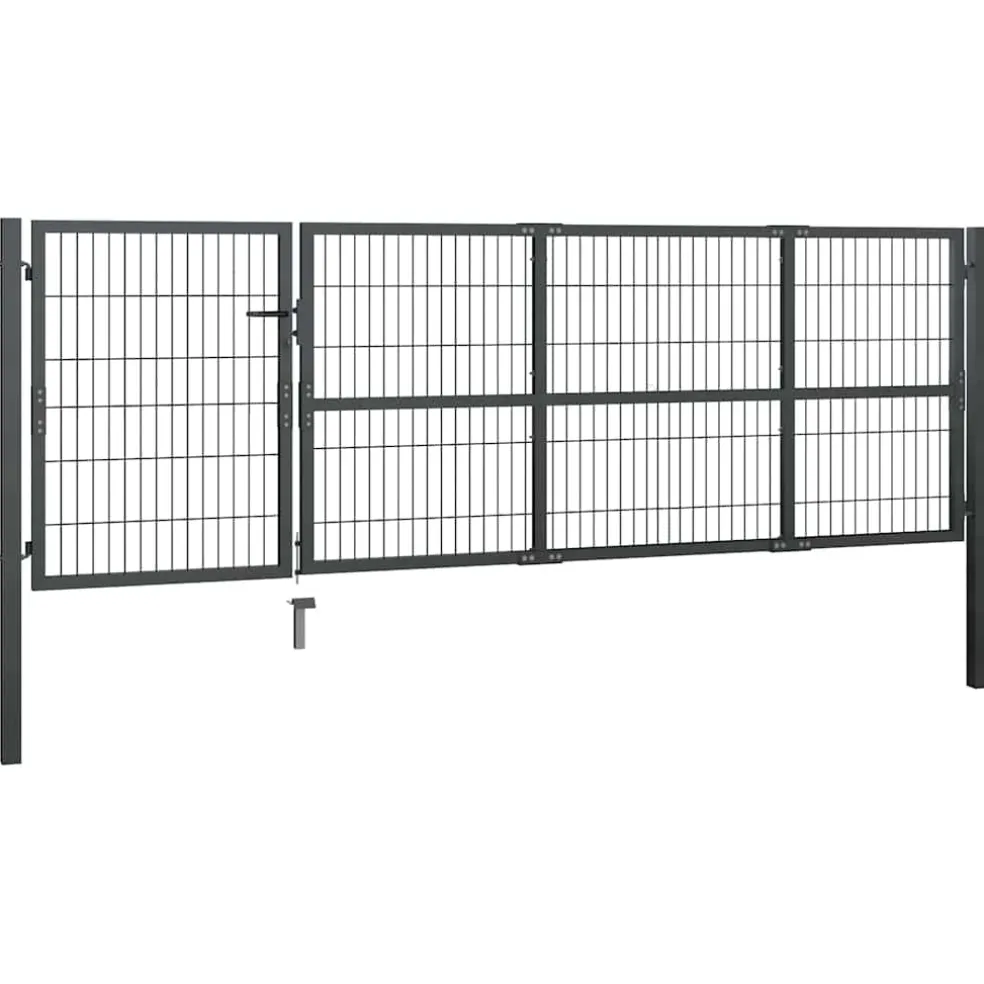 vidaXL Tuinpoort met palen staal 350x100 cm antraciet