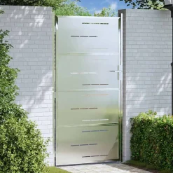 vidaXL Tuinpoort met slot Zilver 85 x 196 cm Roestvrij staal