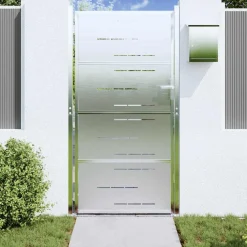 vidaXL Tuinpoort met slot Zilver 85 x 196 cm Roestvrij staal