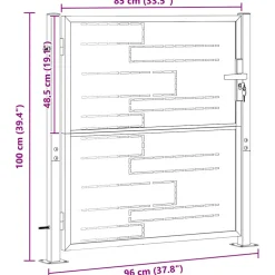 vidaXL Tuinpoort met slot Zilver 85 x 97 cm Roestvrij staal