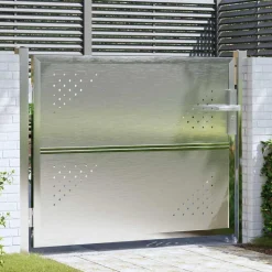 vidaXL Tuinpoort met slot Zilver 85 x 70 cm Roestvrij staal