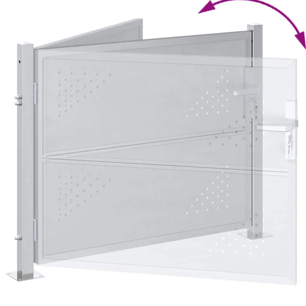 vidaXL Tuinpoort met slot Zilver 85 x 70 cm Roestvrij staal