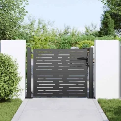 vidaXL Tuinpoort met slot Zwart 110 x 105 cm Gepoedercoat staal
