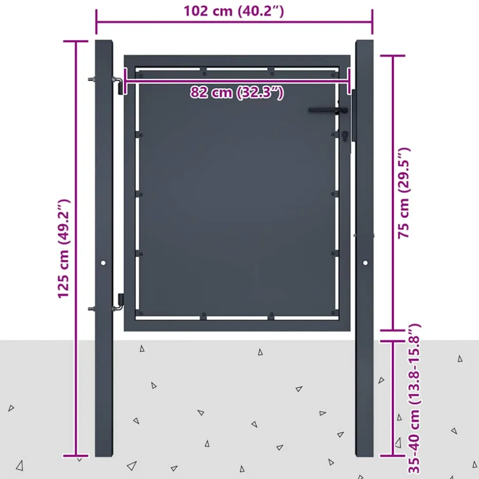 vidaXL Tuinpoort staal 100x75 cm antraciet