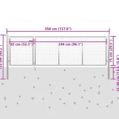 vidaXL Tuinpoort staal 350x75 cm zilver