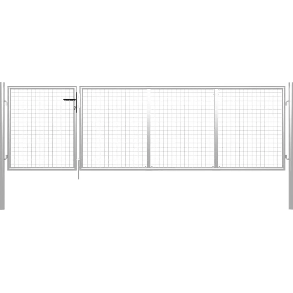 vidaXL Tuinpoort staal 350x75 cm zilver
