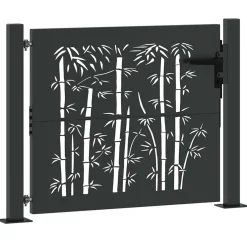vidaXL Tuinpoort 110 x 105 cm Gepoedercoat staal Zwart Vergrendelbaar