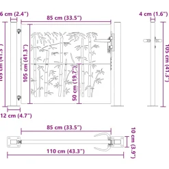 vidaXL Tuinpoort 110 x 105 cm Gepoedercoat staal Zwart Vergrendelbaar